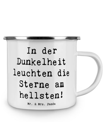 Mr. & Mrs. Panda Emaille Tasse Spruch Angst vor Dunkelheit überw... in Weiß