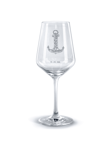 Mr. & Mrs. Panda Weinglas Anker Blau ohne Spruch in Transparent