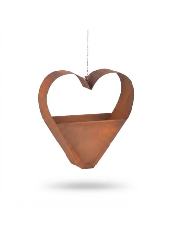 relaxdays Gartendeko "Herz" in Braun - (B)27 x (H)27 x (T)10 cm