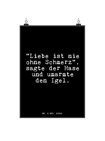 Mr. & Mrs. Panda Plakat "Liebe ist nie ohne... mit Spruch in Schwarz