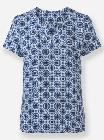 WITT WEIDEN Schlupfbluse in jeansblau-ecru-bedruckt
