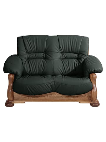 58 aufm Kessel SOFA 2-Sitzer Katlin Bezug Echtleder Eiche rustikal P43 / dunkelgrün
