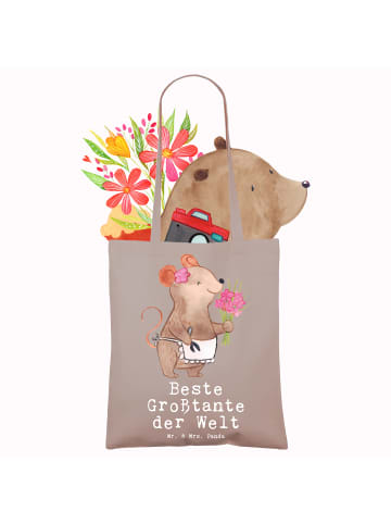 Mr. & Mrs. Panda Umhängetasche Maus Beste Großtante der Welt mit... in Braun Pastell