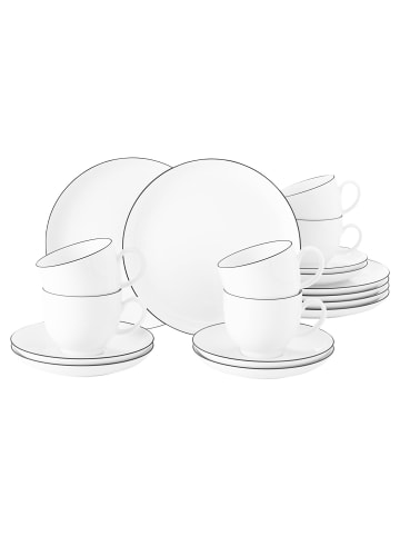 Seltmann Weiden 18-tlg. Kaffeeservice rund Lido Black Line in Schwarz-Weiß – in schwarz-weiß