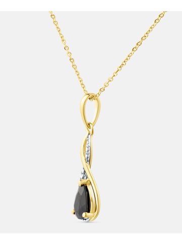 Diamant L'éternel Kette mit Anhänger, mit schwarzer Saphir, 375 Gelbgold