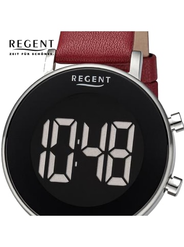 Regent Armbanduhr Regent Lederarmband rot extra groß (ca. 34mm)