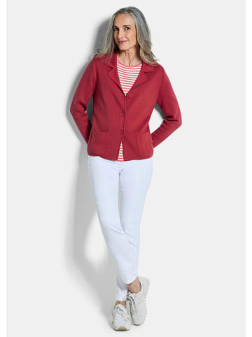 GOLDNER Kurzgröße: Strickblazer Milano-Ripp-Blazer mit Reverskragen in rot