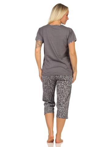 NORMANN kurzarm Capri Schlafanzug und langer Caprihose - 66881 in grau
