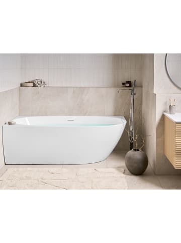Beliani Eckbadewannen PARNAIBA in Weiß - (W) 80 x (H) 56 x (L) 170 cm