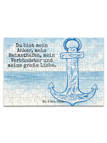 Mr. & Mrs. Panda Puzzle Anker Blau Design mit Spruch in Weiß