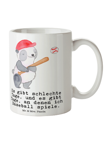 Mr. & Mrs. Panda Tasse Panda Baseball spielen mit Spruch in Weiß