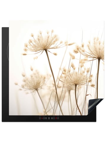 KitchenYeah Herdabdeckplatte Blumen beige