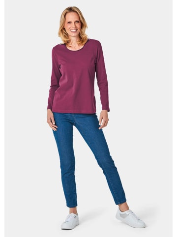 GOLDNER Kurzgröße:  T-Shirt mit Rundhals in sangria