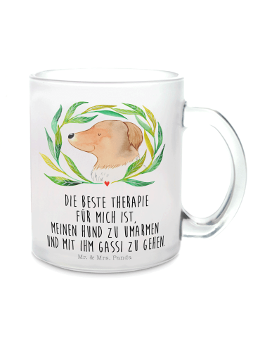 Mr. & Mrs. Panda Glas Hund Blumen mit Spruch in Transparent