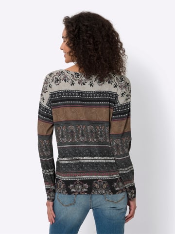 Heine Langarmshirt in braun-pink-bedruckt