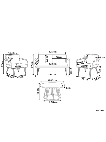 Beliani 5-tlg Sitzgruppe MONTESILVANO in Beige/Weiß/Braun