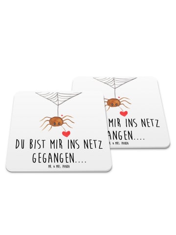 Mr. & Mrs. Panda Untersetzer Spinne Agathe Liebe mit Spruch in Weiß