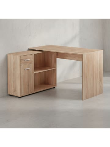 KADIMA DESIGN Schreibtisch Regal-Platte integriertes Regal flexibel aufstellbar in Beige