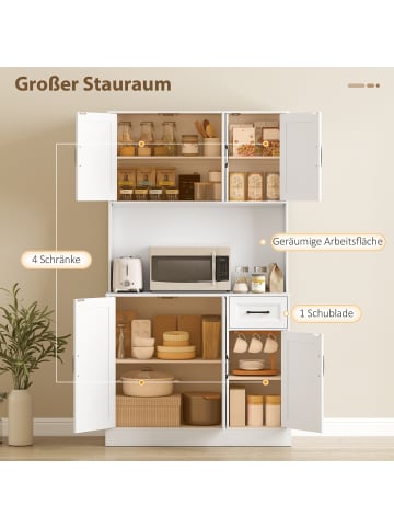 HOMCOM Küchenschrank in Weiß 100L x 39,5B x 180,5H cm