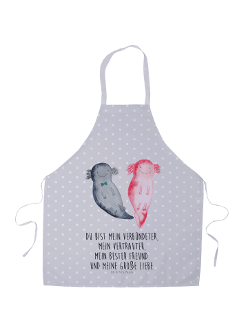 Mr. & Mrs. Panda Schürze Axolotl Freundin mit Spruch in Grau Pastell