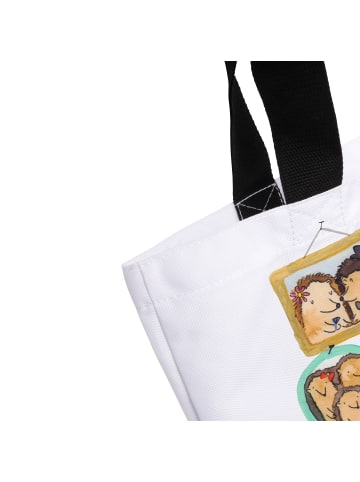 Mr. & Mrs. Panda Strandtasche Igel Familie mit Spruch in Weiß
