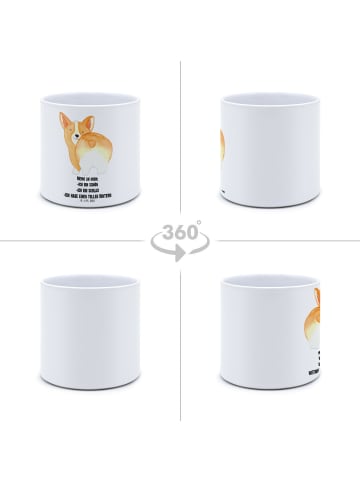 Mr. & Mrs. Panda Kübel für Pflanzen Corgi Po mit Spruch in Weiß