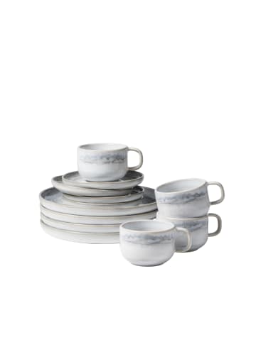 gipfelstück Kaffeeservice, Steinzeug TIEFER SEE in Grau / Weiß