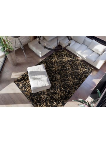 Kayoom Hochflor Teppich Bijou 225 in schwarz - gold - rechteckig