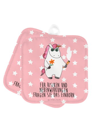 Mr. & Mrs. Panda Schöne Topflappen Einhorn Woodstock mit Spruch in Rot Pastell