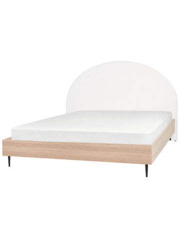 Beliani Doppelbett MILLAY in Weiß/Schwarz/Braun - (W) 196 x (H) 130 x (L) 211 cm