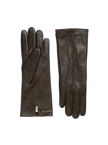 Marc O'Polo Leder-Fingerhandschuhe in dark coffee