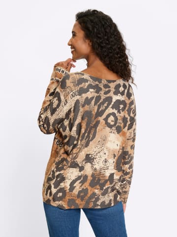 Heine Druck-Pullover in champagner-graphit-bedruckt