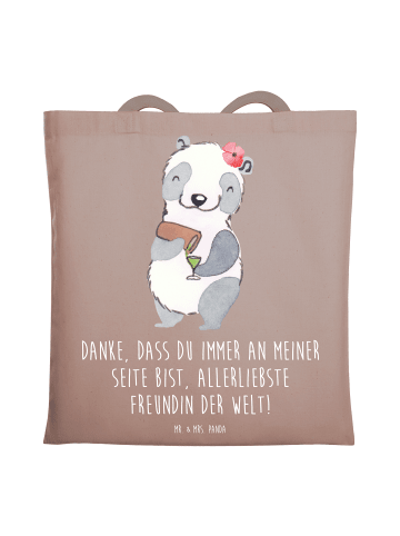 Mr. & Mrs. Panda Tragetasche Beste Freundin mit Spruch in Braun Pastell