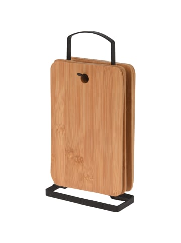 Excellent Houseware Schneidebretter aus Bambus, 5 Stück mit Ständer in Braun, 6,3 x 30 x 15,2 cm