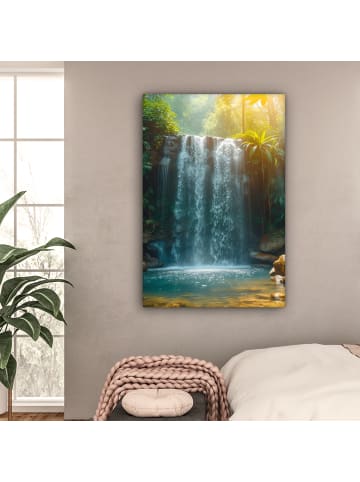 MuchoWow Leinwand Bilder Wasserfall Sonnenstrahlen