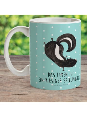 Mr. & Mrs. Panda Pott Stinktier Handstand mit Spruch in Türkis Pastell