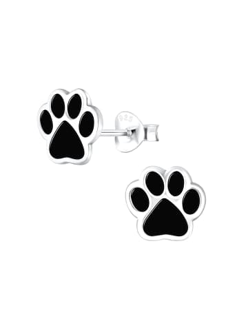 Alexander York Ohrringe, Ohrstecker PFOTE I schwarz in 925 Sterling Silber, 2-tlg.