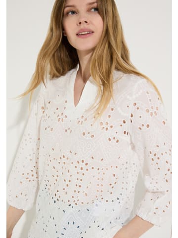 More & More legere Lochspitzen-Schlupfbluse, 3/4 Arm in off white
