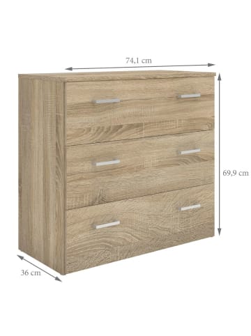 ebuy24 Kommode Spell Eiche Dekor 74 x 36 cm