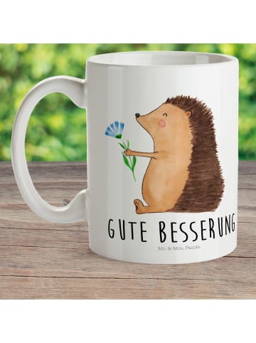 Mr. & Mrs. Panda Plastikbecher Igel Blumen mit Spruch in Weiß