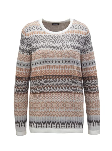 GOLDNER Pullover Zeitloser Norweger-Pullover in grau / camel / gemustert