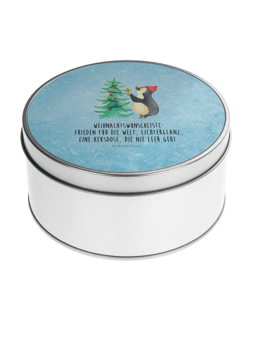 Mr. & Mrs. Panda Aufbewahrungsbox Pinguin Weihnachtsbaum mit Spruch in Eisblau