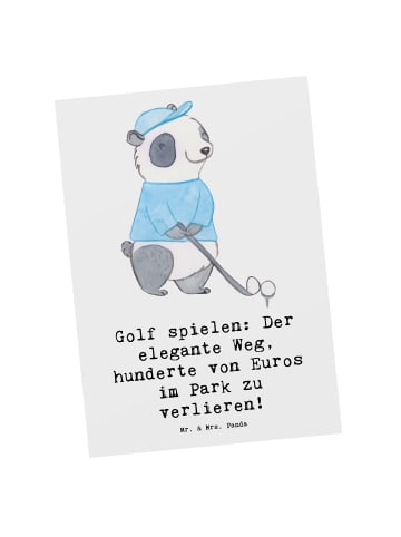 Mr. & Mrs. Panda Postkarte Golf Eleganz mit Spruch in Weiß