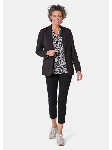 GOLDNER Kurzgröße:  Damenblazer mit Reverskragen und Paspeltaschen in schwarz