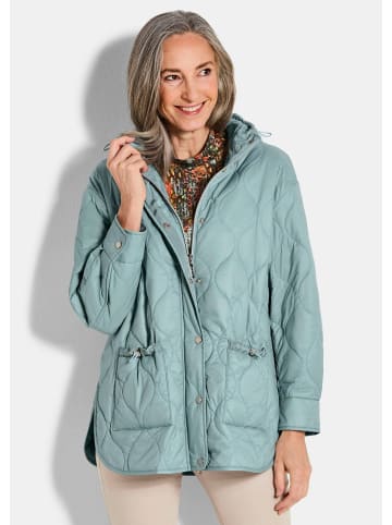 GOLDNER Kurzgröße: Stilvolle Übergangsjacke mit Kapuze in graugrün