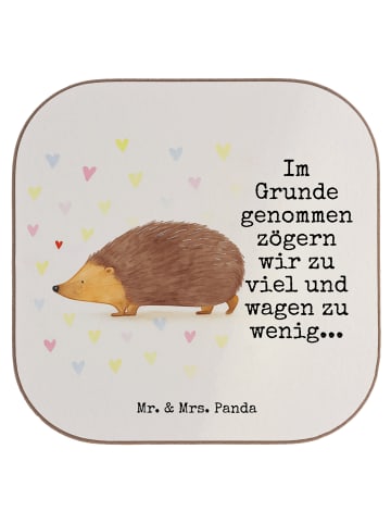 Mr. & Mrs. Panda Tischuntersetzer Igel Herzen Design mit Spruch in Weiß