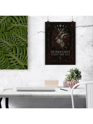 Mr. & Mrs. Panda Poster Herz gothisch Design mit Spruch in Weiß