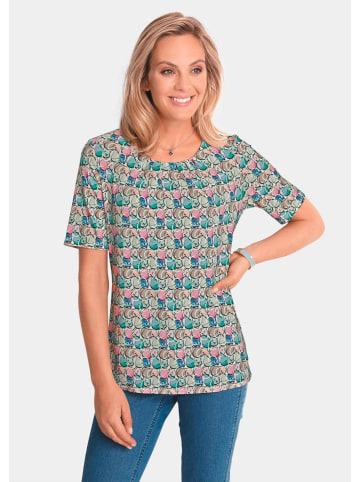 GOLDNER Kurzgröße: Multicolor-Shirt mit Halbarm, Rundhalsausschnitt in bunt