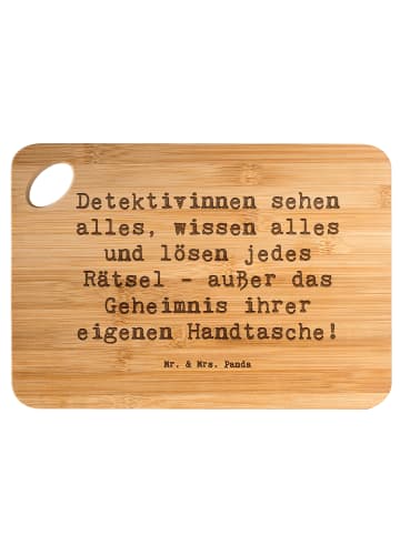 Mr. & Mrs. Panda Schneidebrett Spruch Detektivin Rätsel mit Spruch in Braun