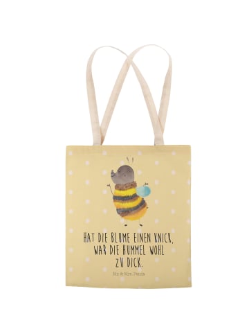 Mr. & Mrs. Panda Einkaufstasche Hummel flauschig mit Spruch in Gelb Pastell